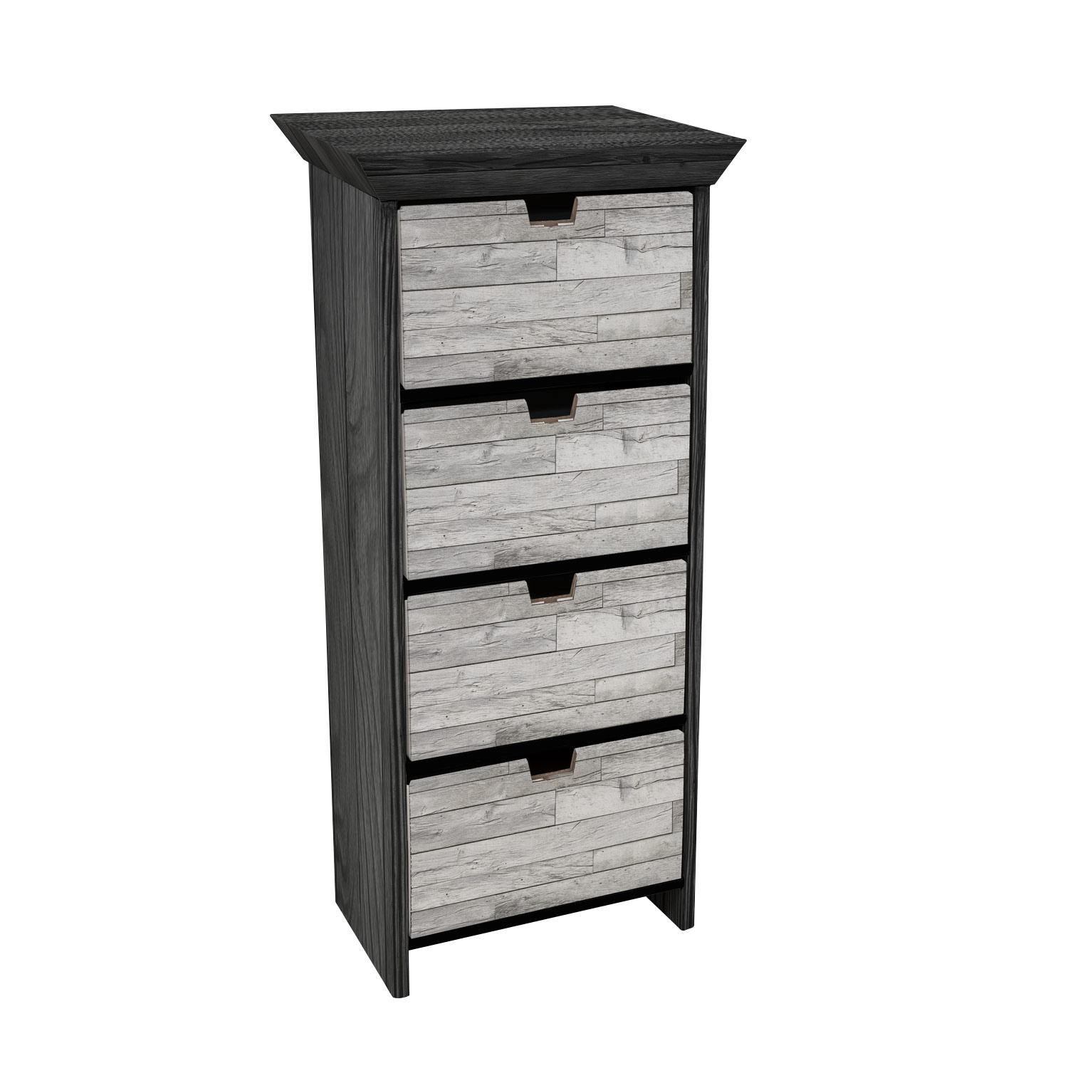 Black Wood White Drawers